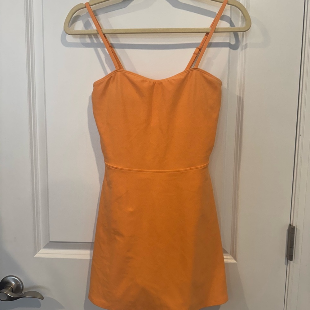 Alo Orange Sleeveless Dress with shorts underneath